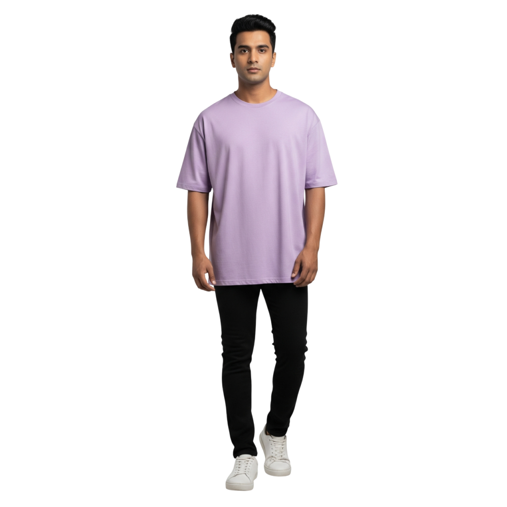 KAVOD93 Unisex Premium Plain Oversized T-Shirt |Bio-Washed French Terry Cotton |Lavender