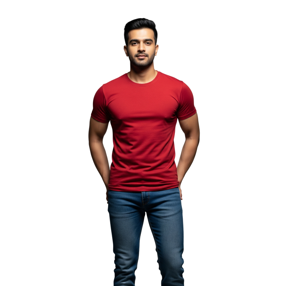 KAVOD93 Unisex Premium Cotton Plain T-Shirt |Bio-Washed Cotton |Red