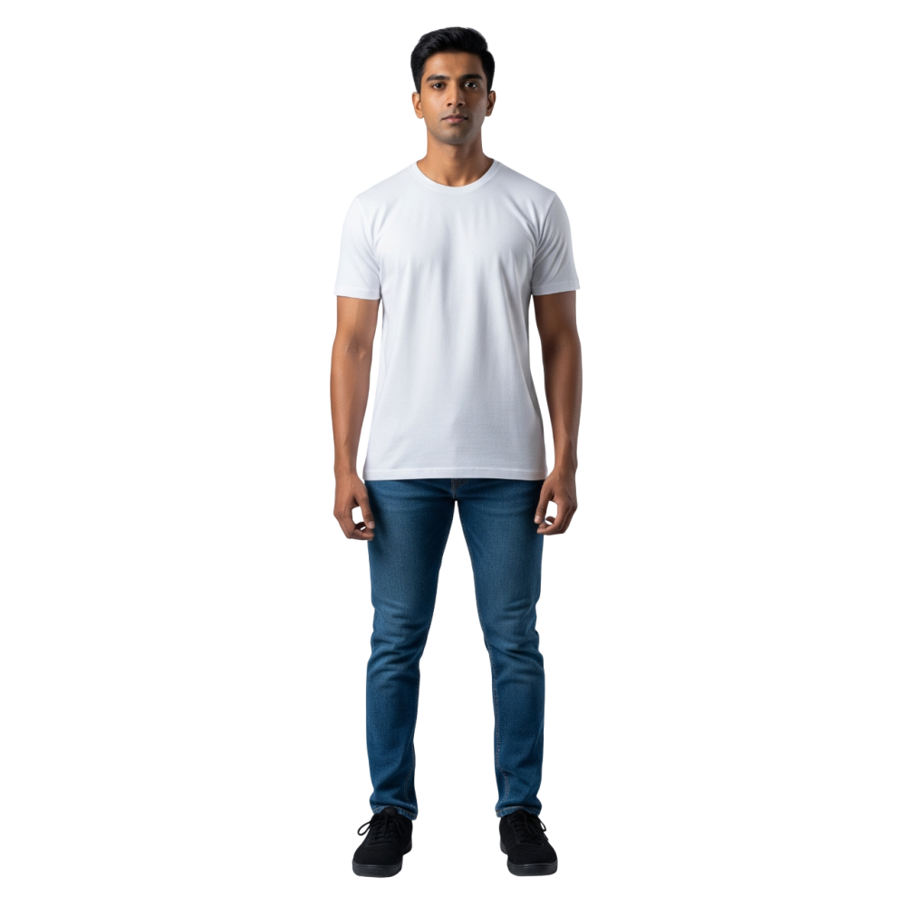 KAVOD93 Unisex Premium Cotton Plain T-Shirt |Bio-Washed Cotton |White